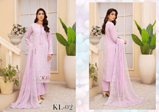 LAWNKARI BY KHOOBSURAT UN-STITCHED 3PC | D-KL-02