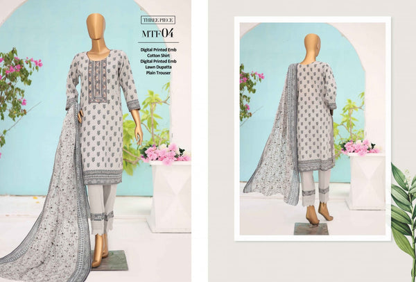 MTF-CLASSIC EMBROIDERED UN-STITCHED 3PC | D-04