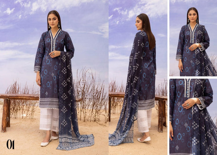 ZARKIS BY RIAZ ARTS UN-STITCHED 3PC | D-01