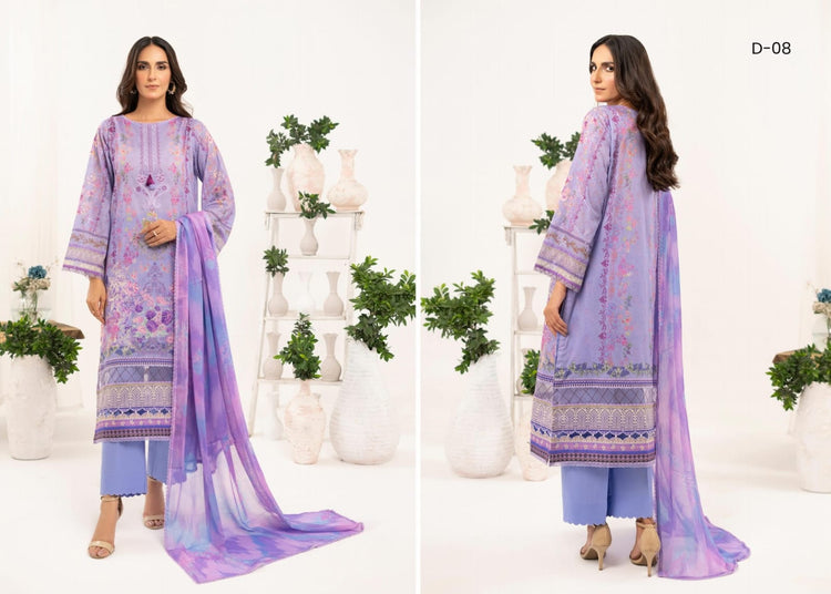 MINA BY GULJEE UN-STITCHED 3PC | D-08