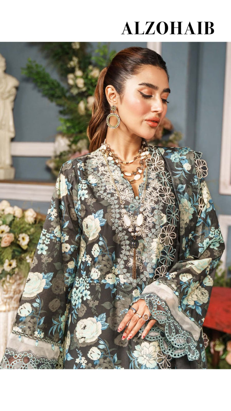 PRINTKARI BY ALZOHAIB CUTWORK UN-STITCHED 3PC | D-08