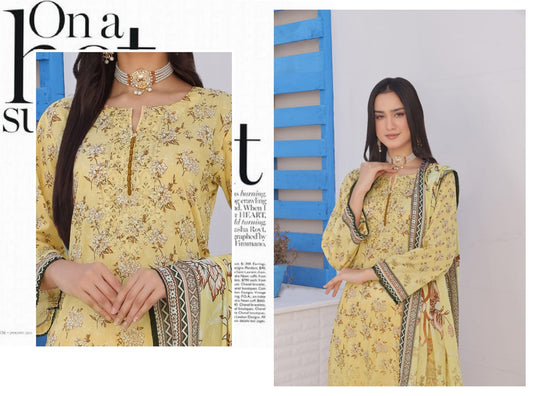 MONICA BY RANA ARTS UN-STITCHED 3PC | D-01