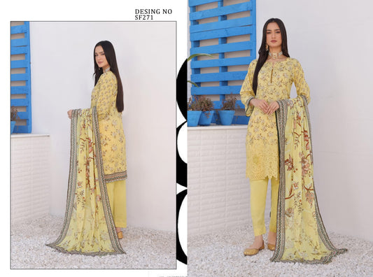 MONICA BY RANA ARTS UN-STITCHED 3PC | D-01