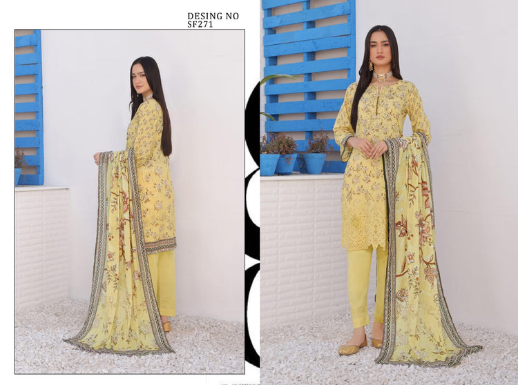 MONICA BY RANA ARTS UN-STITCHED 3PC | D-01