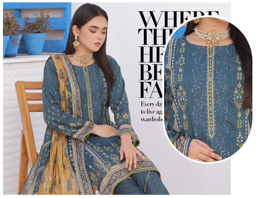 MONICA BY RANA ARTS UN-STITCHED 3PC | D-04