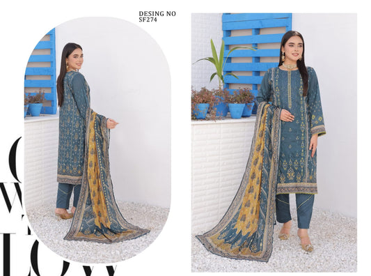 MONICA BY RANA ARTS UN-STITCHED 3PC | D-04