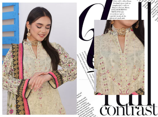 MONICA BY RANA ARTS UN-STITCHED 3PC | D-07