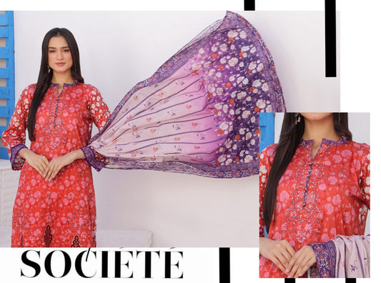MONICA BY RANA ARTS UN-STITCHED 3PC | D-08