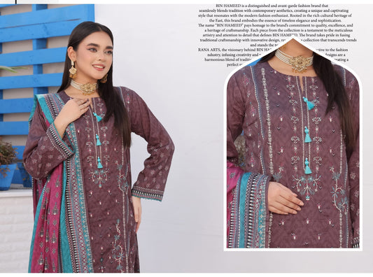 MONICA BY RANA ARTS UN-STITCHED 3PC | D-10
