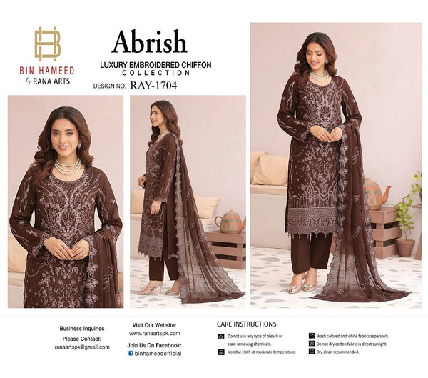 Abrish bin hameed rana arts chiffon collecton -ray 1704
