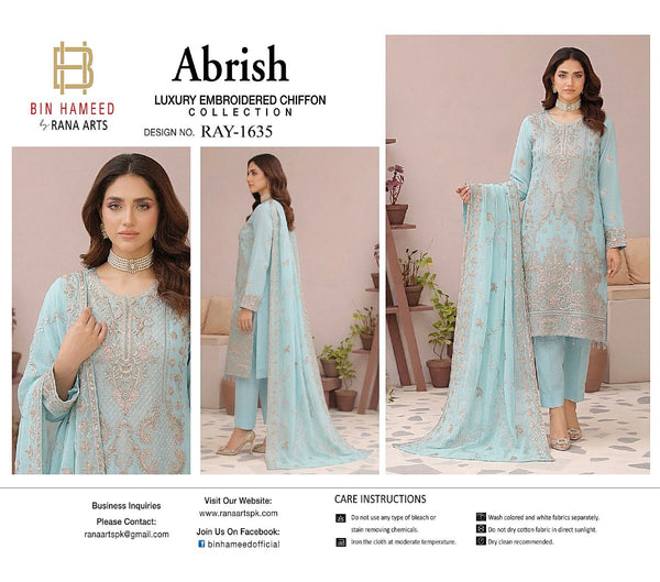 Abrish bin hameed rana arts chiffon collecton -ray 1635