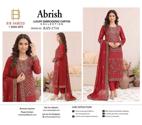 Abrish bin hameed rana arts chiffon collecton -ray 1714