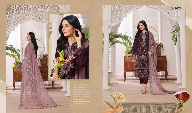 NAZIN LUXURY CHIFFON SEMI-STITCHED 3PC | D-07