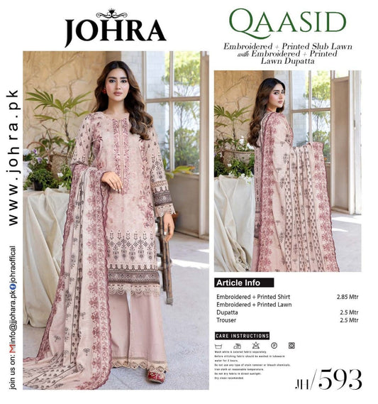 QAASID BY JOHRA UN-STITCED 3PC | D-JH-593