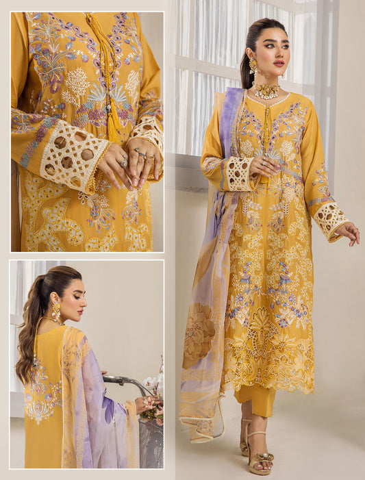 ZARA ALI BARIYA SEMI STITCHED '24- D01