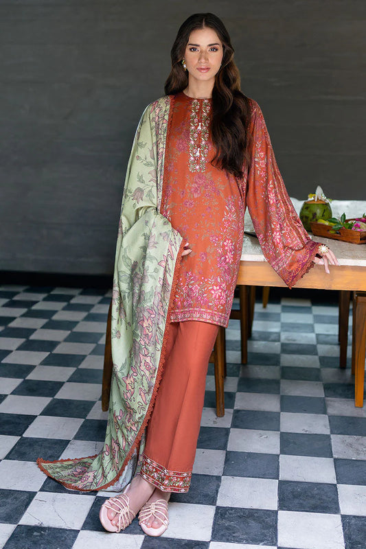 CROSS STITCH/AUTUMN GLAZE-3PC SATIN PRINTED SUIT