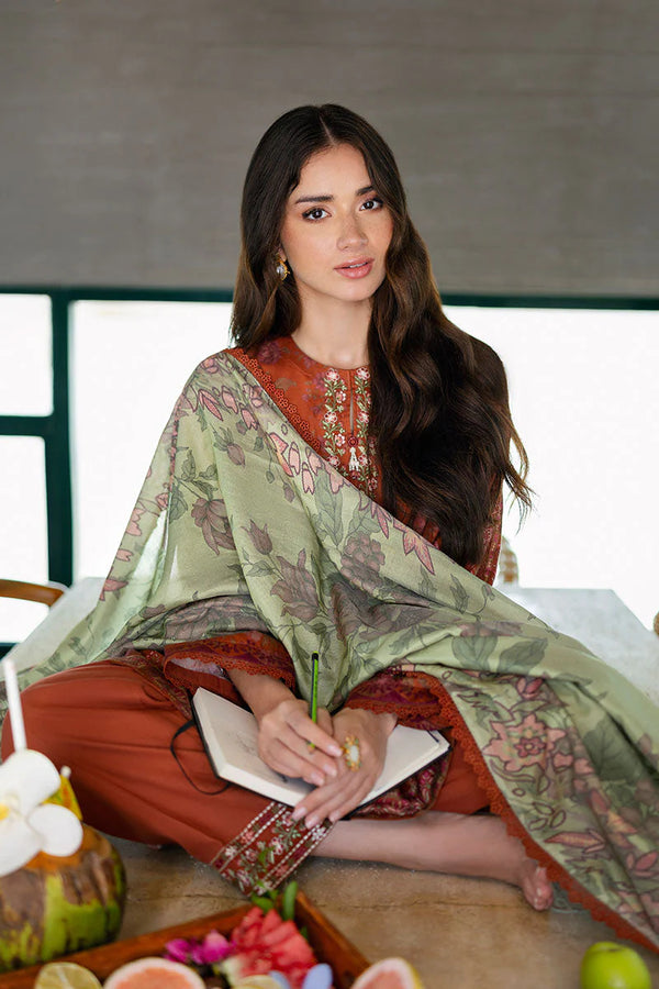 CROSS STITCH/AUTUMN GLAZE-3PC SATIN PRINTED SUIT