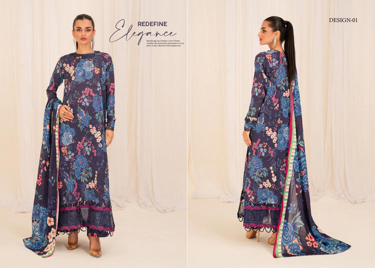 ZIVA BY GULJE LAWN UN-STITCHED | D-01