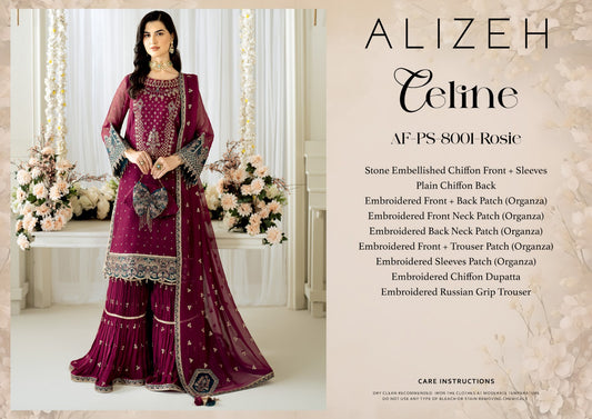 CELINE BY ALIZEH UNSTITCHED CHIFFON AF-PS-8001-ROSIE