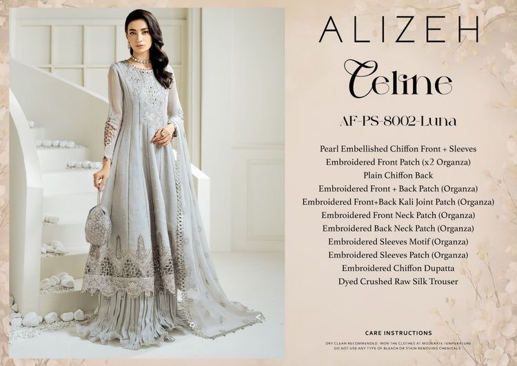 CELINE BY ALIZEH UNSTITCHED CHIFFON AF-PS-8002-LUNA