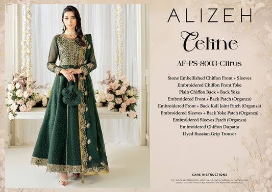 CELINE BY ALIZEH UNSTITCHED CHIFFON AF-PS-8003-CITRUS