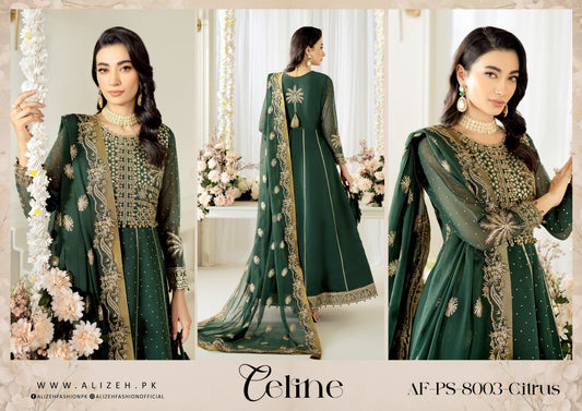 CELINE BY ALIZEH UNSTITCHED CHIFFON AF-PS-8003-CITRUS