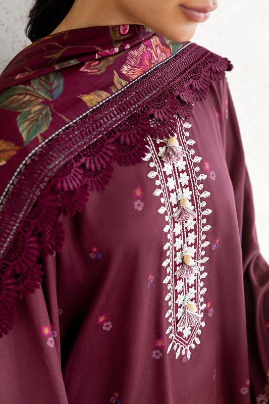 CROSS STITCH/FLORAL MUSE-3PC SATIN PRINTED SUIT