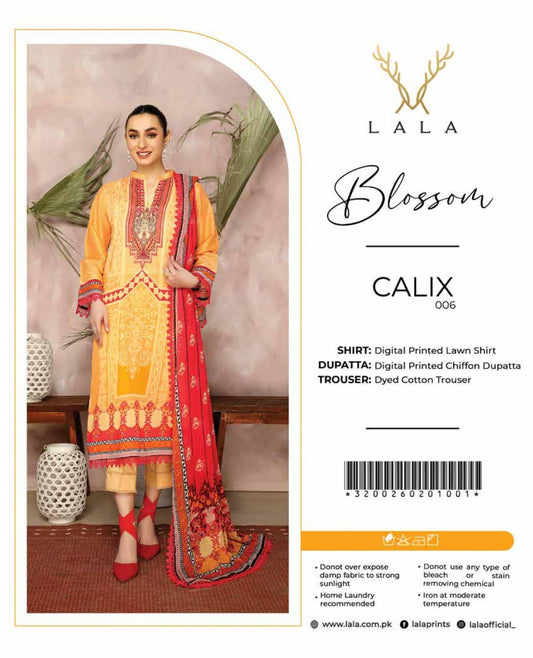 BLOSSOM PRINTED LAWN UN-STITCHED BY LALA- CALIX-06