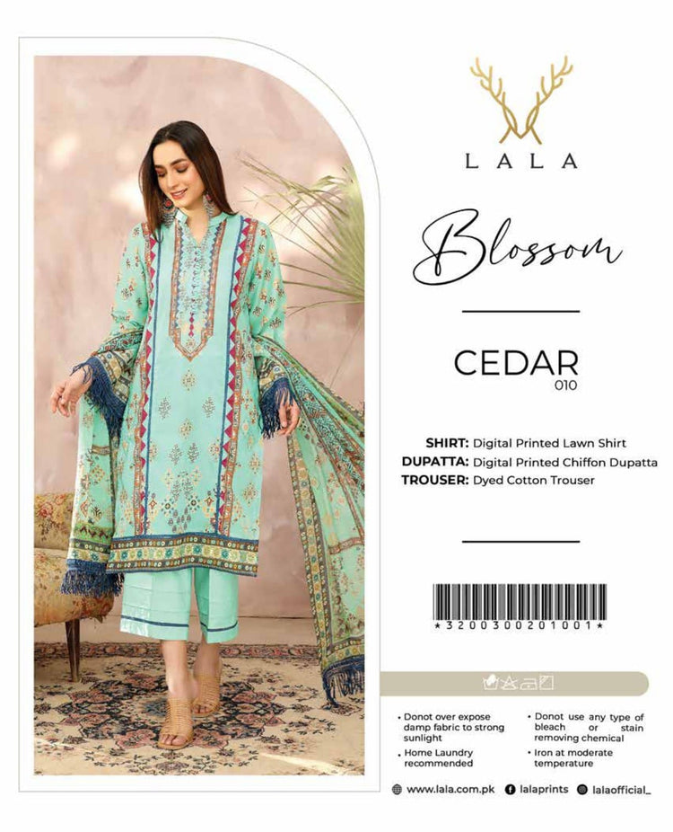 BLOSSOM PRINTED LAWN UN-STITCHED BY LALA- CEDAR-10