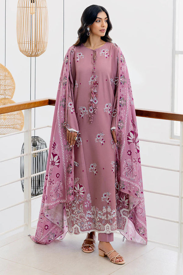 CROSS STITCH/ANTIQUE BLUSH-3PC SATIN EMBROIDERED SUIT