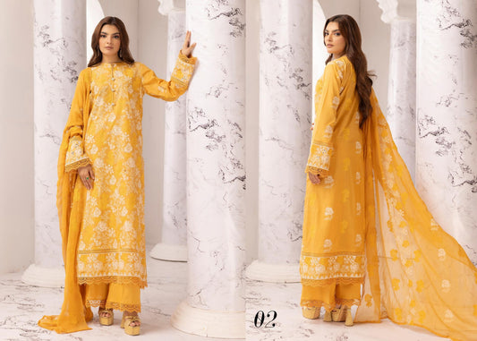 MAHEES EXCLUSIVE UNSTITCHED LAWN D-02