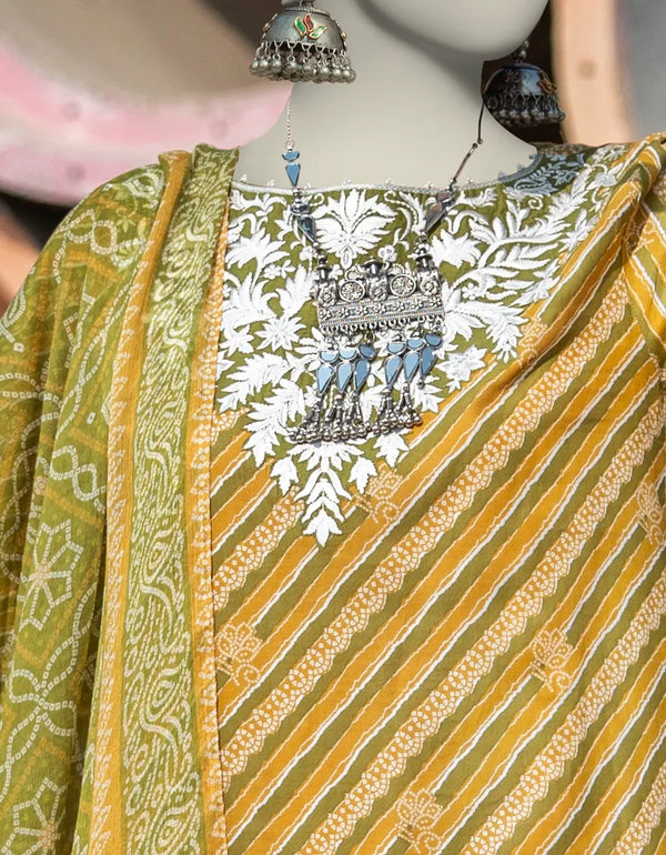 GREEN LAWN EMBROIDERED 2PC STITCHED | JLAWN-S-JDS-25-1002