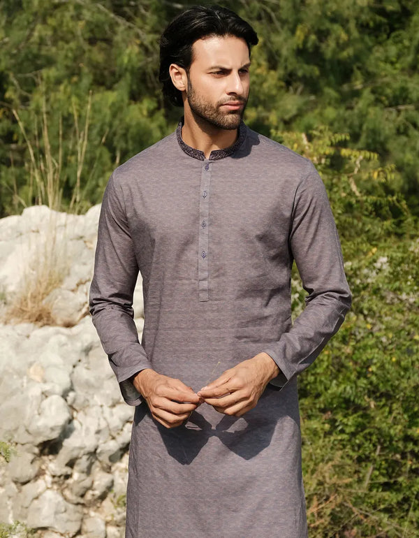 BLUISH PURPLE COTTON KURTA | JJK-A-33142