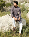 BLUISH PURPLE COTTON KURTA | JJK-A-33142