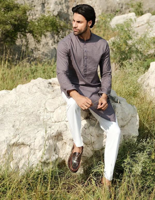 BLUISH PURPLE COTTON KURTA | JJK-A-33142