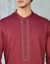 DEEP RED BLENDED KURTA | JJK-A-34708