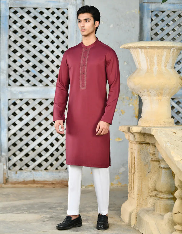 DEEP RED BLENDED KURTA | JJK-A-34708