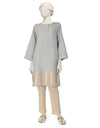 GREY WOVEN JACQUARD EMBROIDERED KURTI