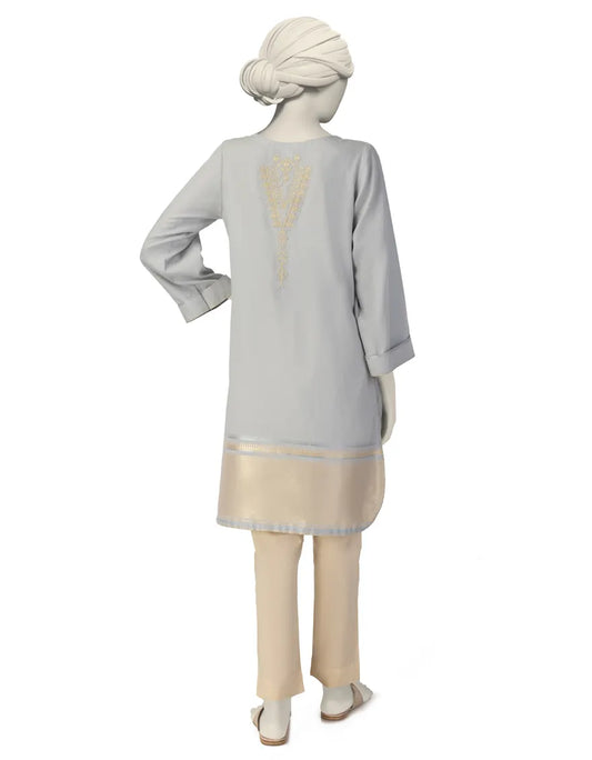 GREY WOVEN JACQUARD EMBROIDERED KURTI