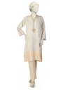 OFF WHITE WOVEN JACQUARD EMBROIDERED KURTI