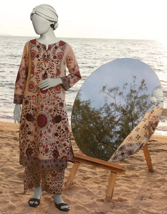 BEIGE LAWN PRINTED 2PC STITCHED | JLAWN-S-JST-25-2005/