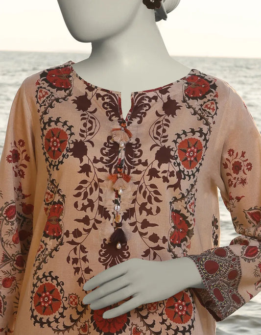 BEIGE LAWN PRINTED 2PC STITCHED | JLAWN-S-JST-25-2005/