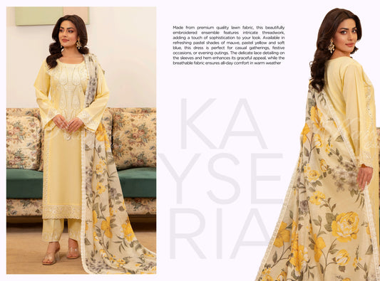 KAYSERIA KARMA STITCHED VOL - 1  KC-1417 (PASTEL YELLOW)