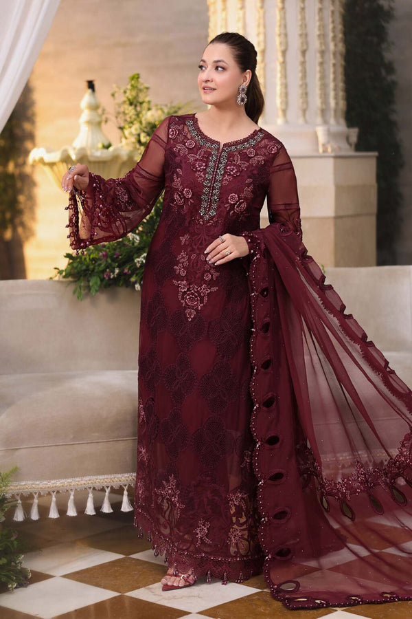Maria b chiffon collection'26 /MPC-26-108-Burgundy