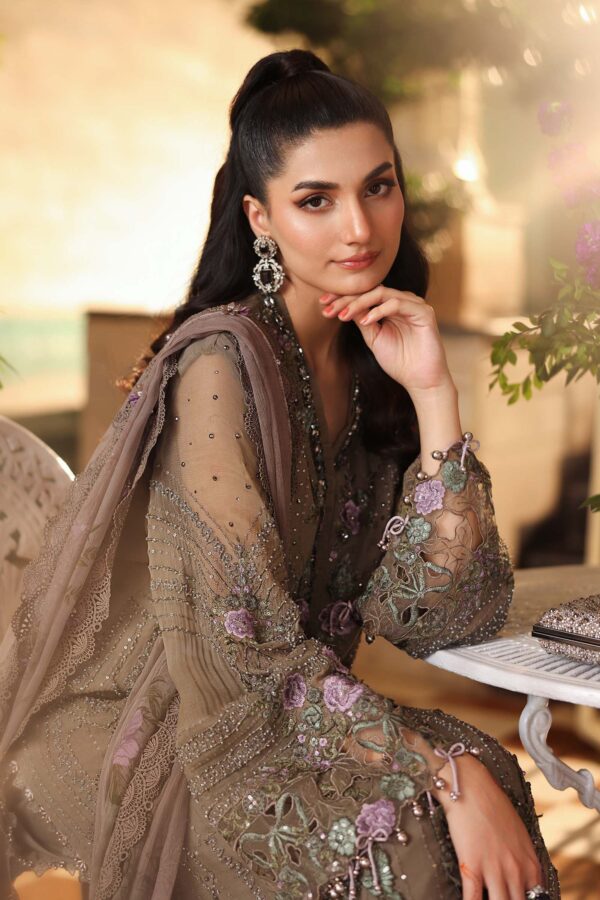 Maria b chiffon collection'26 /MPC-26-102-Muted Mocha Brown