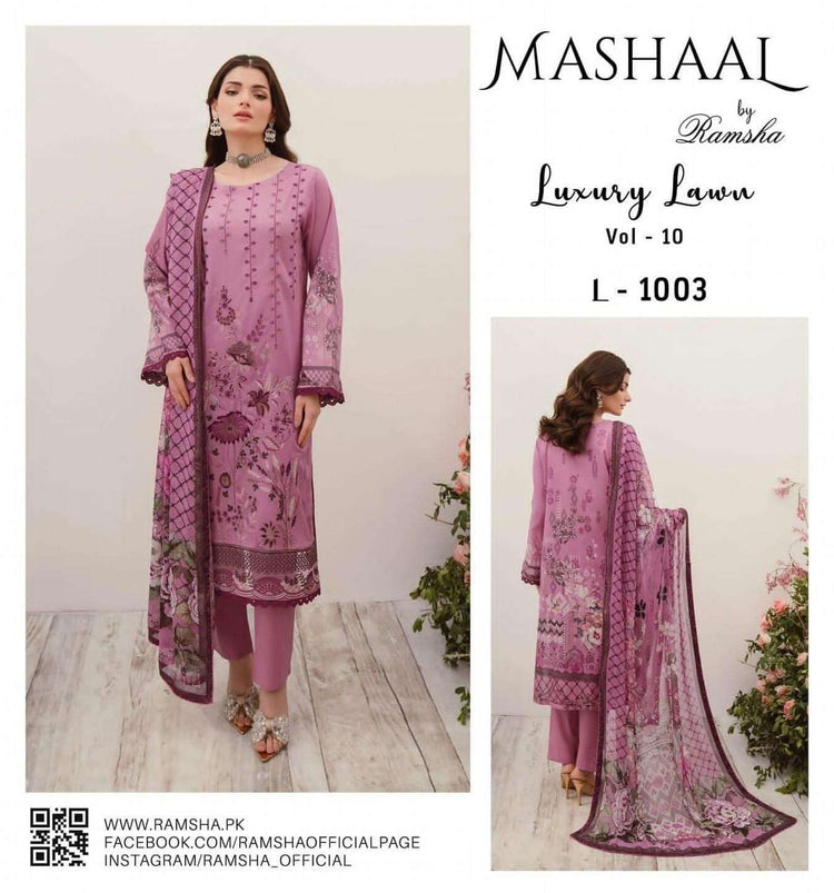 MASHAAL BY RAMSHA LUXURY LAWN-3PC | L-1003