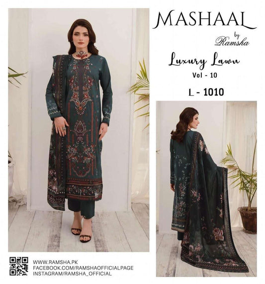 MASHAAL BY RAMSHA LUXURY LAWN-3PC | L-1010