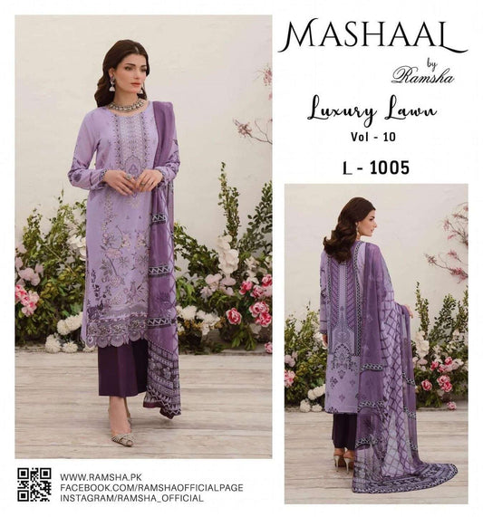 MASHAAL BY RAMSHA LUXURY LAWN-3PC | L-1005