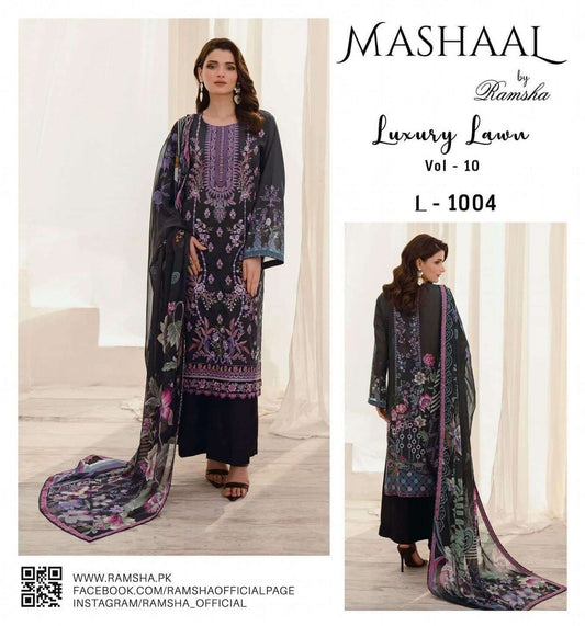 MASHAAL BY RAMSHA LUXURY LAWN-3PC | L-1004