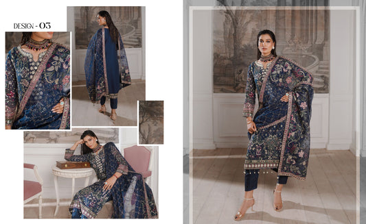 GLAMOURA BY NOOR'S SEMI-STITCHED 3PC | D-03